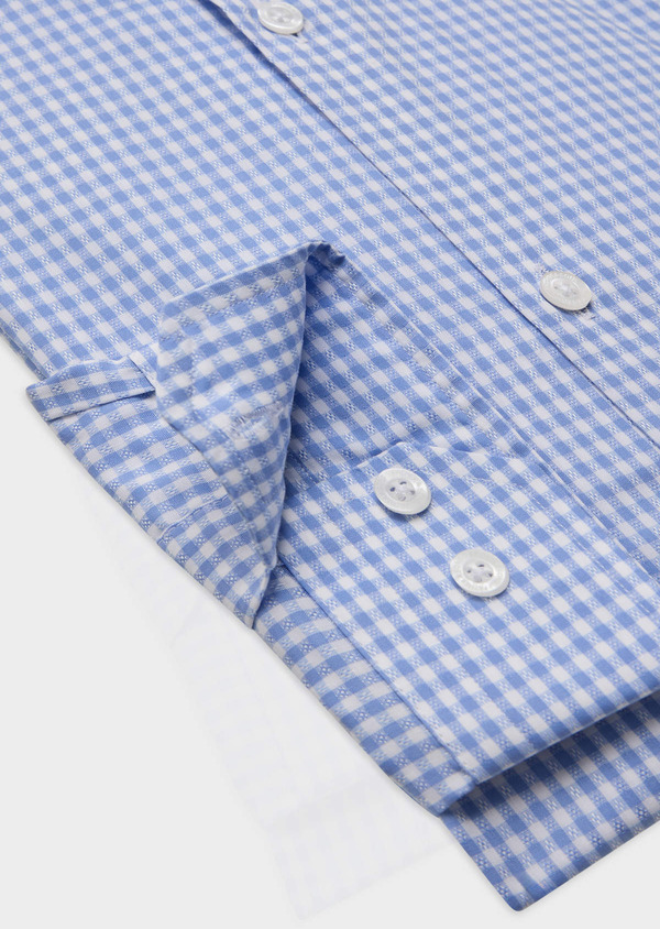 Chemise habillée Regular en coton mélangé Jacquard blanc à carreaux bleus - Father and Sons 62517