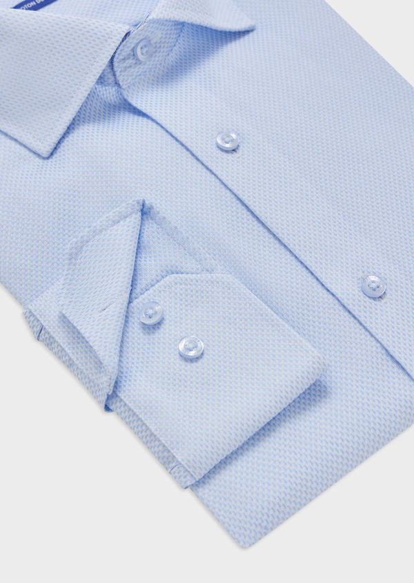 Chemise habillée non-iron Regular en coton Jacquard à motif fantaisie blanc et bleu ciel - Father and Sons 59376