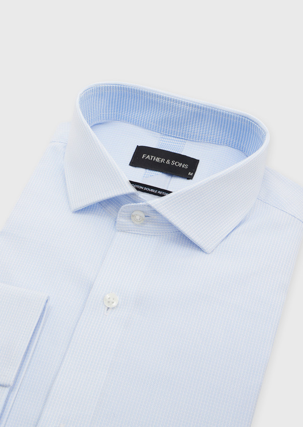 Chemise habillée Regular en coton Jacquard blanc à motif fantaisie bleu ciel - Father and Sons 54696