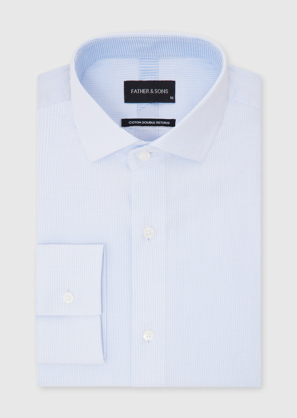 Chemise habillée Regular en coton Jacquard blanc à motif fantaisie bleu ciel - Father and Sons 54695
