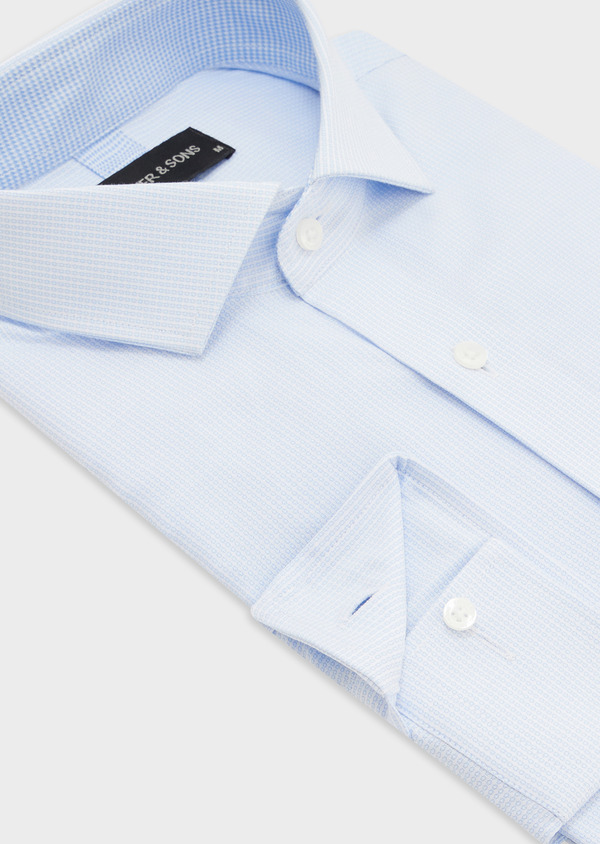 Chemise habillée Regular en coton Jacquard blanc à motif fantaisie bleu ciel - Father and Sons 54697