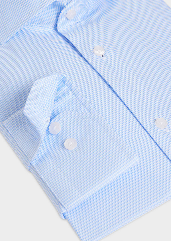 Chemise habillée Regular en popeline de coton bleu ciel et blanc à motif pied-de-poule - Father and Sons 57286