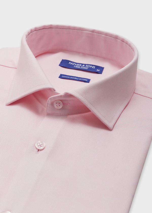 Chemise habillée non-iron Regular en coton Jacquard blanc à motif fantaisie rose - Father and Sons 62067