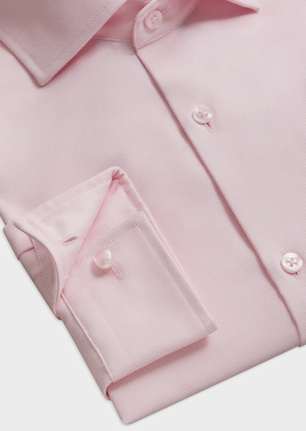Chemise habillée non-iron Regular en coton Jacquard blanc à motif fantaisie rose - Father and Sons 62068