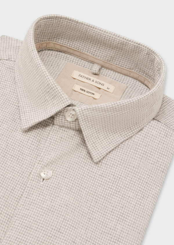 Chemise sport Regular en flanelle de coton blanc et gris à motif pied-de-poule - Father and Sons 59203