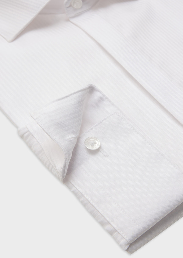 Chemise habillée non-iron Regular en coton façonné blanc à rayures - Father and Sons 61810