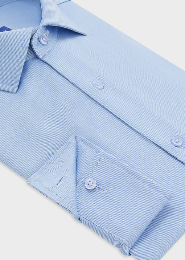 Chemise habillée non-iron Regular en twill de coton uni bleu azur - Father and Sons 52062