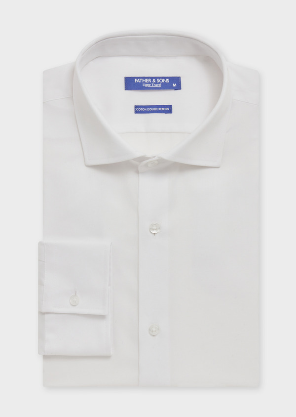 Chemise habillée non-iron Regular en popeline de coton uni blanc - Father and Sons 61675