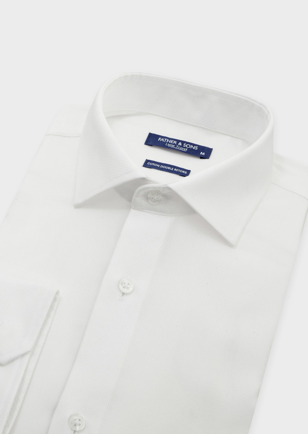 Chemise habillée non-iron Regular en coton façonné uni blanc - Father and Sons 52049