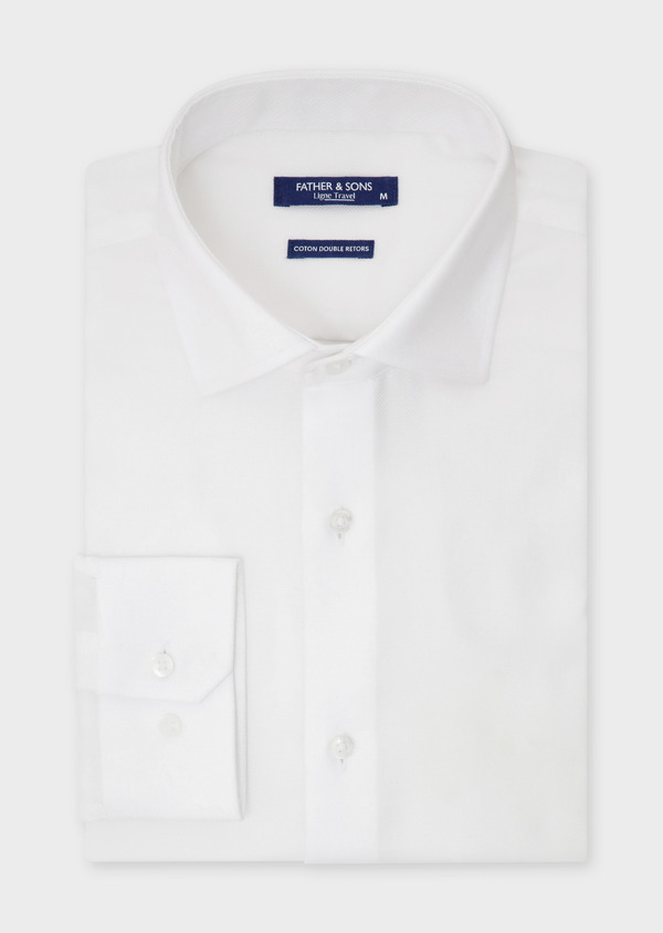 Chemise habillée non-iron Regular en coton façonné uni blanc - Father and Sons 52048