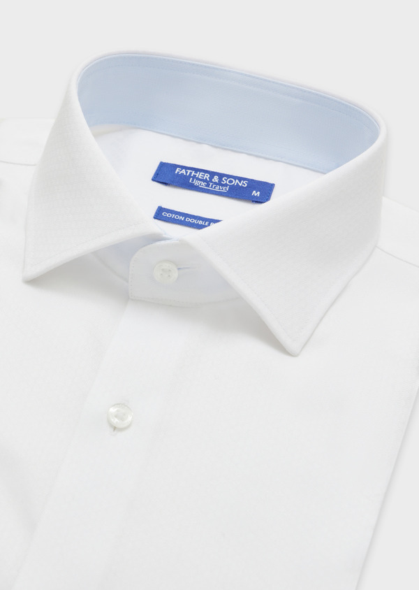 Chemise habillée non-iron Regular en coton chevron uni blanc - Father and Sons 55789