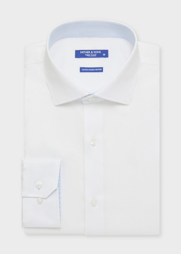 Chemise habillée non-iron Regular en coton chevron uni blanc - Father and Sons 55788