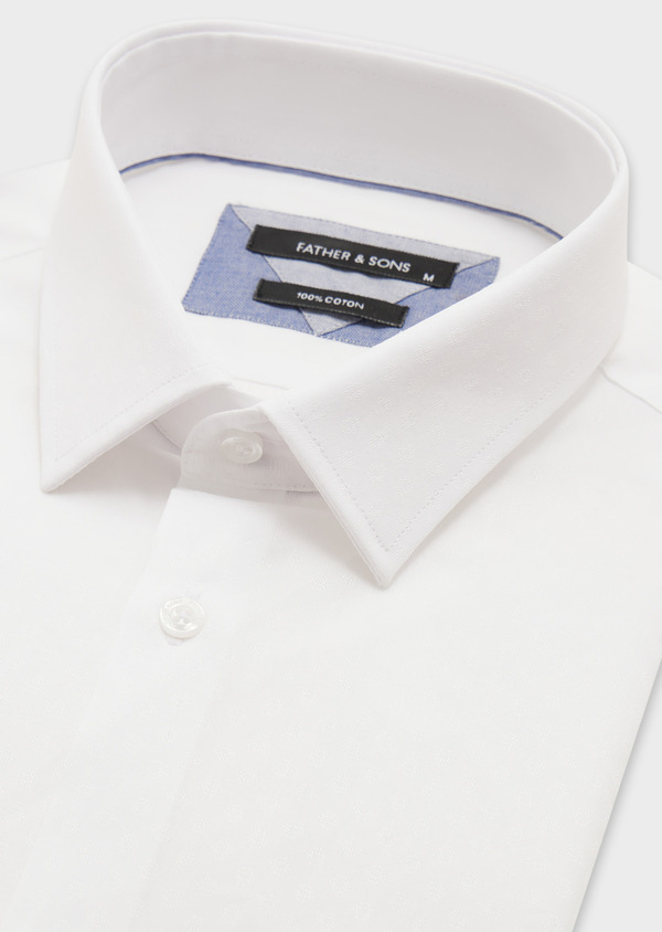 Chemise habillée Regular en coton façonné uni blanc - Father and Sons 58775