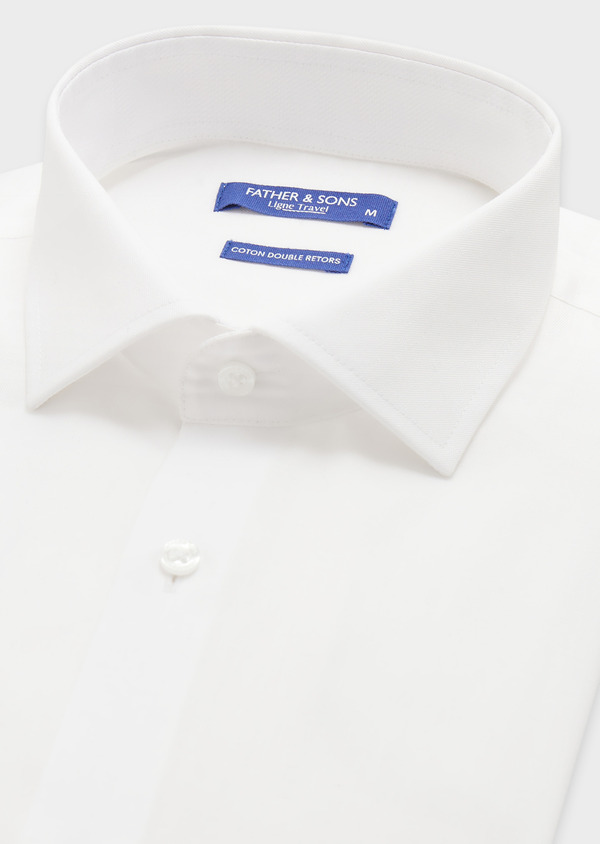 Chemise habillée non-iron Regular en coton façonné uni blanc - Father and Sons 58844