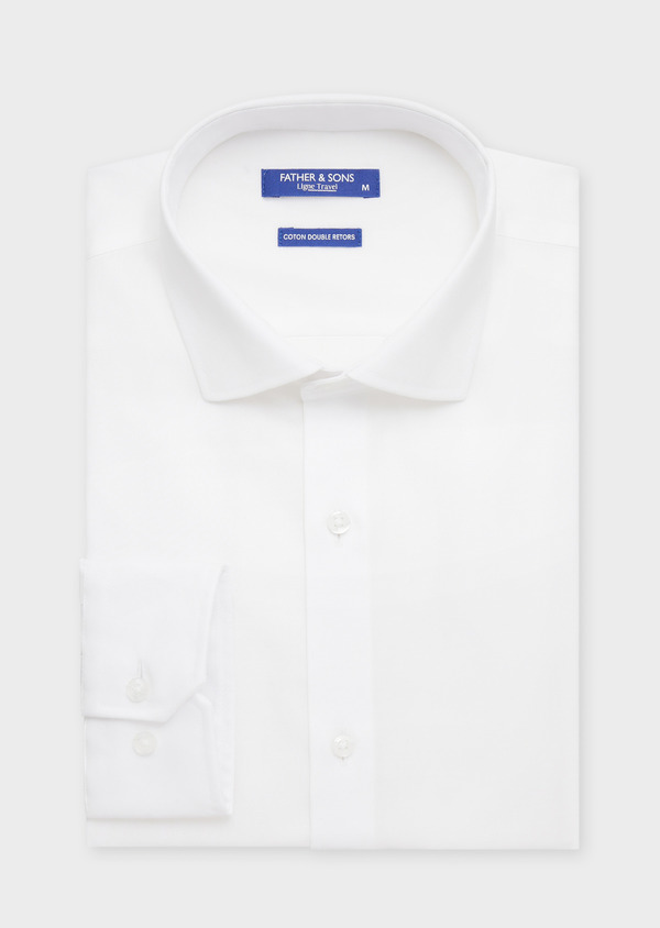 Chemise habillée non-iron Regular en coton façonné uni blanc - Father and Sons 58843