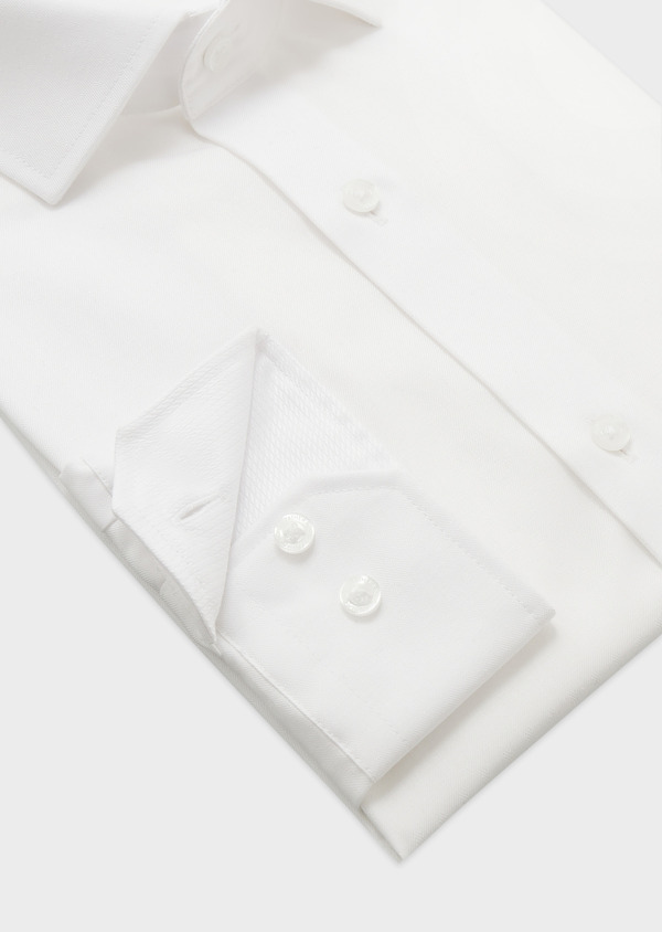 Chemise habillée non-iron Regular en coton façonné uni blanc - Father and Sons 58845