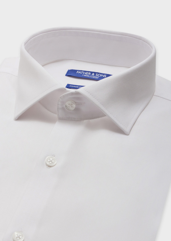 Chemise habillée non-iron Regular en coton façonné uni blanc - Father and Sons 62064