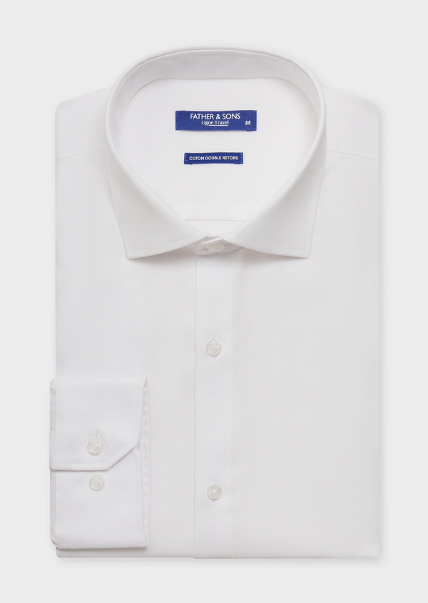 Chemise habillée non-iron Regular en coton façonné uni blanc - Father and Sons 62063