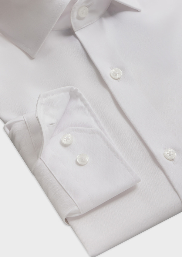 Chemise habillée non-iron Regular en coton façonné uni blanc - Father and Sons 62065