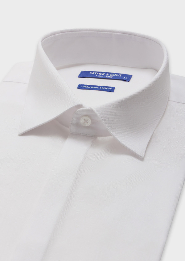 Chemise habillée non-iron Regular en coton façonné uni blanc - Father and Sons 62076