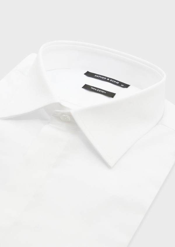 Chemise habillée Regular en satin de coton uni blanc - Father and Sons 60746
