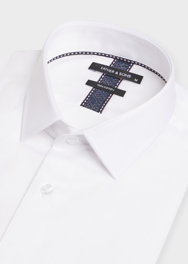Chemise habillée Regular en satin de coton uni blanc - Father and Sons 52335