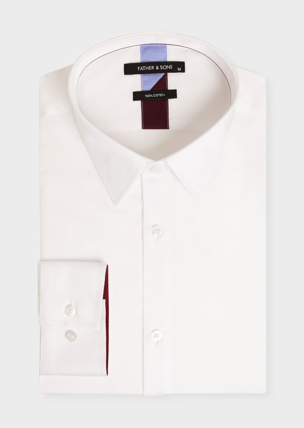 Chemise habillée Regular en satin de coton uni blanc - Father and Sons 54698