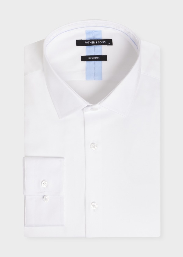 Chemise habillée Regular en satin de coton uni blanc - Father and Sons 54701