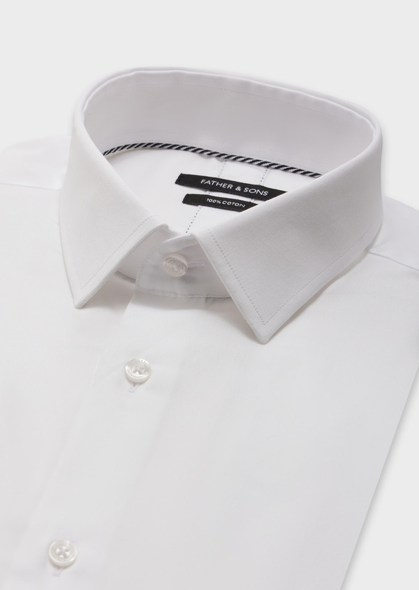 Chemise habillée Regular en satin de coton uni blanc - Father and Sons 62522
