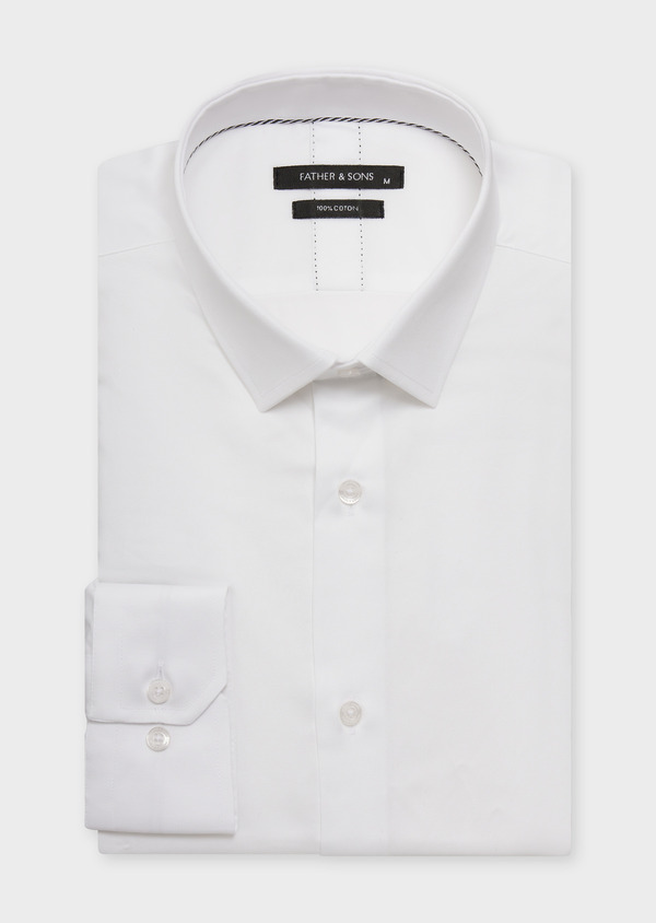 Chemise habillée Regular en satin de coton uni blanc - Father and Sons 62521