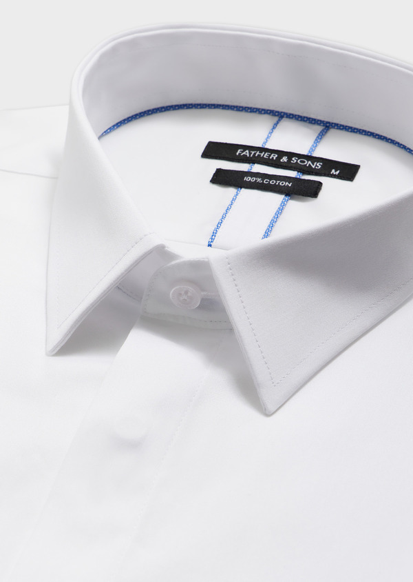 Chemise habillée Regular en satin de coton uni blanc - Father and Sons 64017