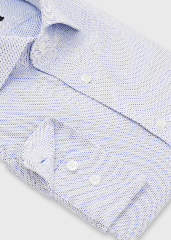 Chemise habillée Slim en coton Jacquard blanc à carreaux bleus - Father and Sons 52348