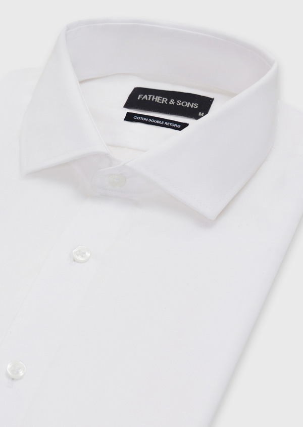 Chemise habillée Slim en coton façonné uni blanc - Father and Sons 54660
