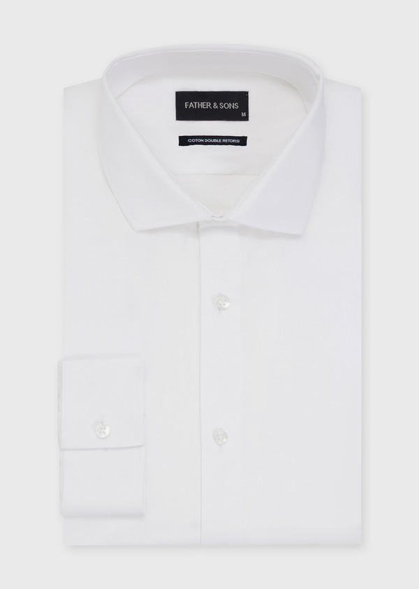 Chemise habillée Slim en coton façonné uni blanc - Father and Sons 54659