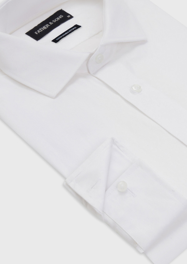 Chemise habillée Slim en coton façonné uni blanc - Father and Sons 54661