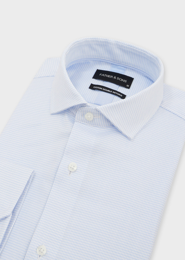Chemise habillée Slim en coton Jacquard blanc à motif fantaisie bleu pâle - Father and Sons 52356