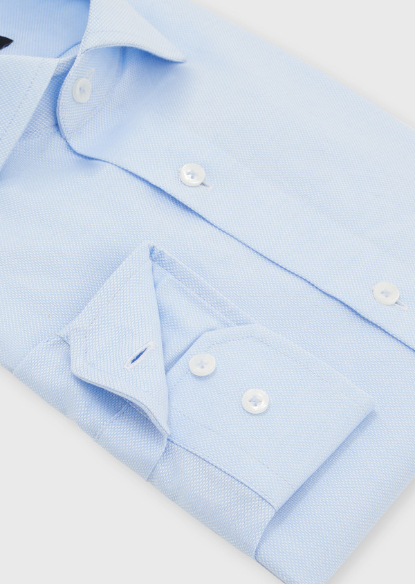 Chemise habillée Slim en coton façonné uni bleu pâle - Father and Sons 52363