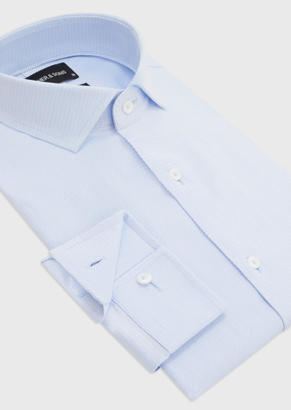 Chemise habillée Slim en coton façonné blanc à motif fantaisie bleu pâle - Father and Sons 52366
