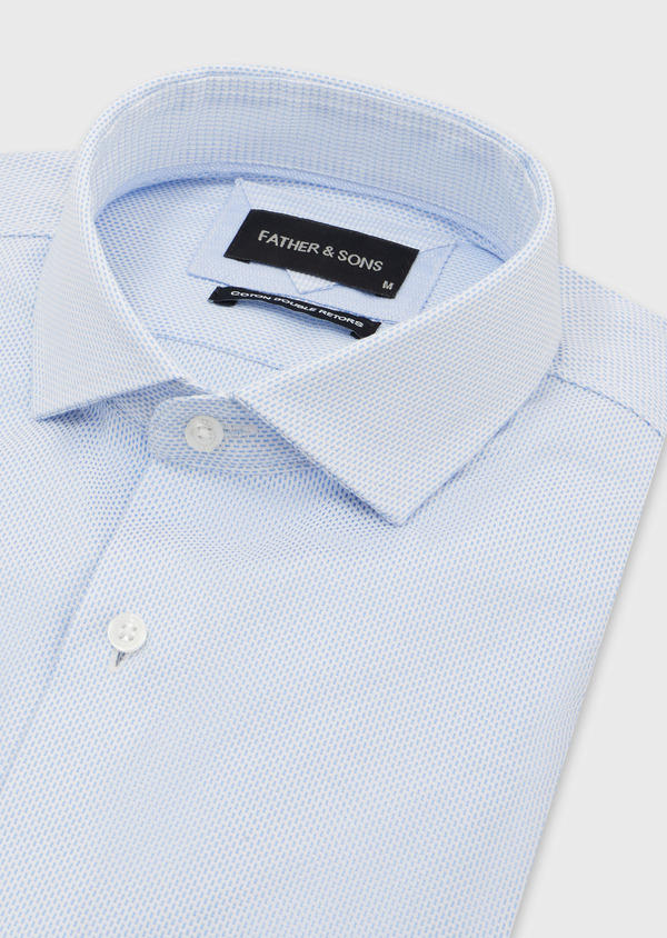 Chemise habillée Slim en coton Jacquard blanc à motif fantaisie bleu pâle - Father and Sons 52368