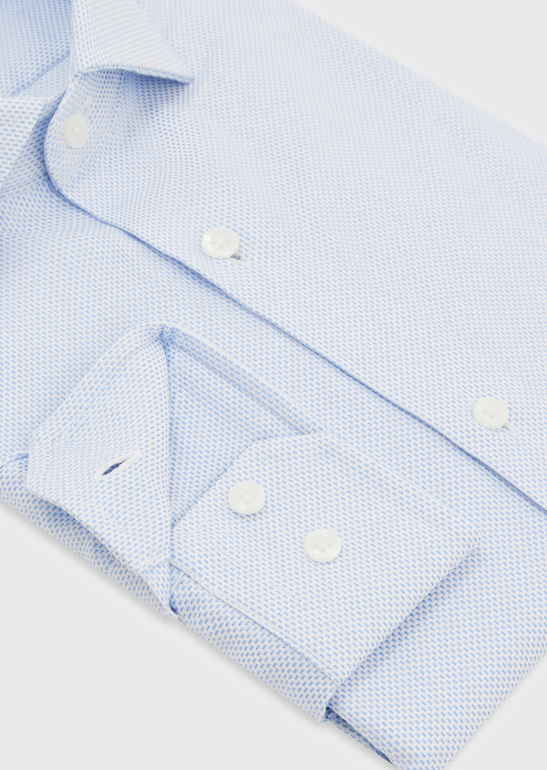 Chemise habillée Slim en coton Jacquard blanc à motif fantaisie bleu pâle - Father and Sons 52369