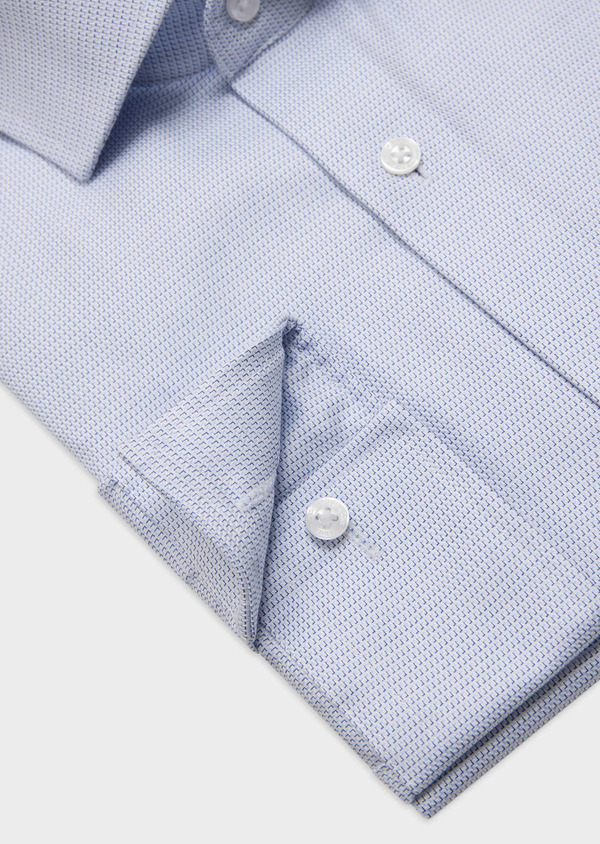 Chemise habillée non-iron Slim en coton Jacquard blanc à motif fantaisie bleu ciel - Father and Sons 61819