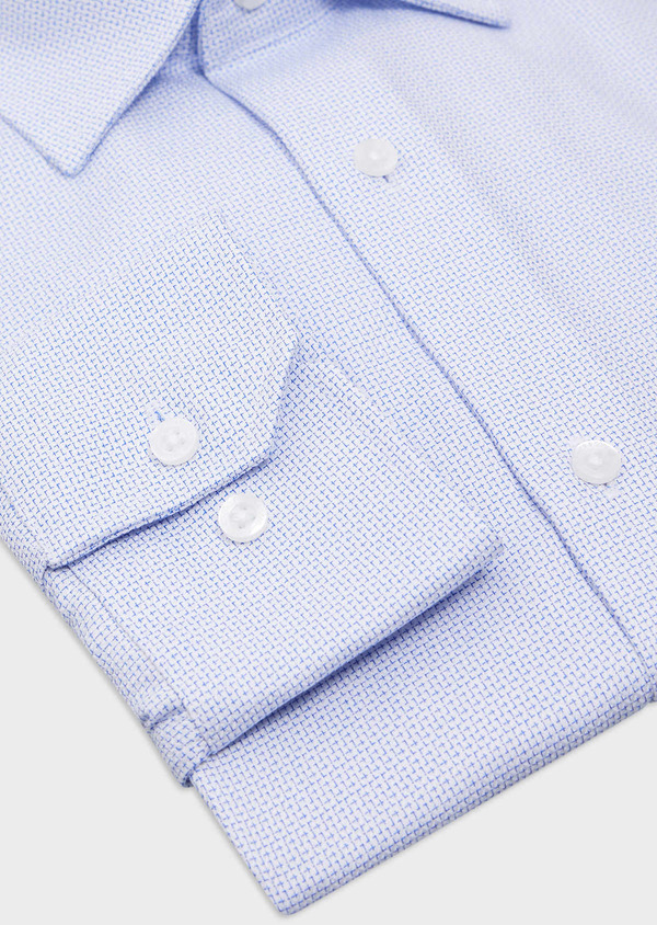 Chemise habillée non-iron Slim en coton façonné blanc à motif fantaisie bleu ciel - Father and Sons 64388