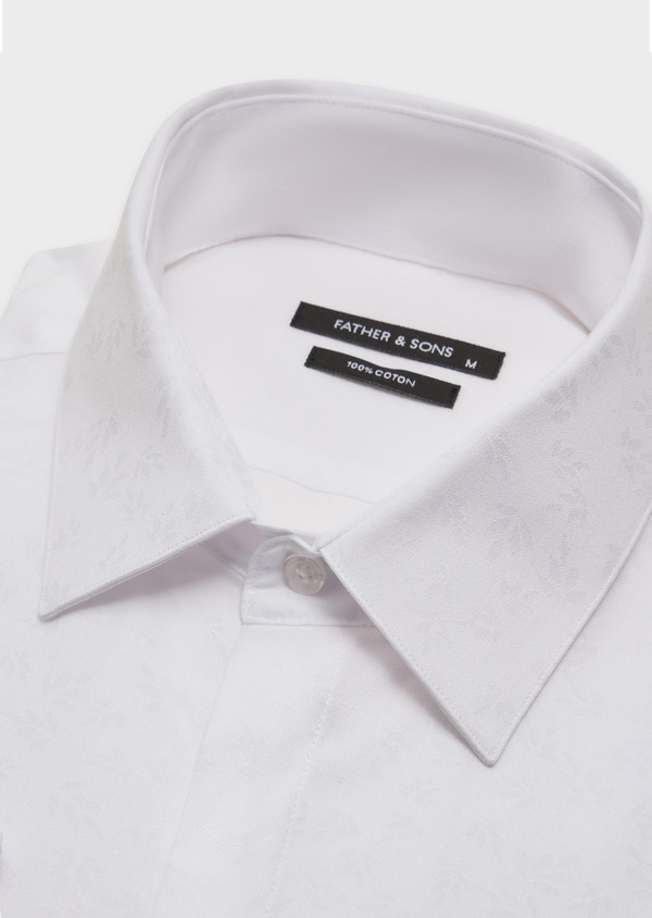 Chemise habillée Slim en popeline de coton blanc à motif fleuri - Father and Sons 61988