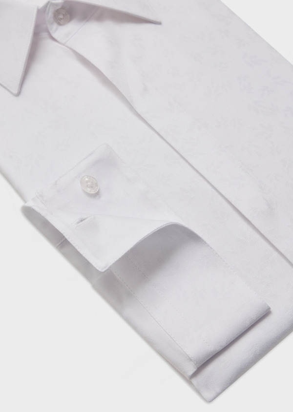 Chemise habillée Slim en popeline de coton blanc à motif fleuri - Father and Sons 61989