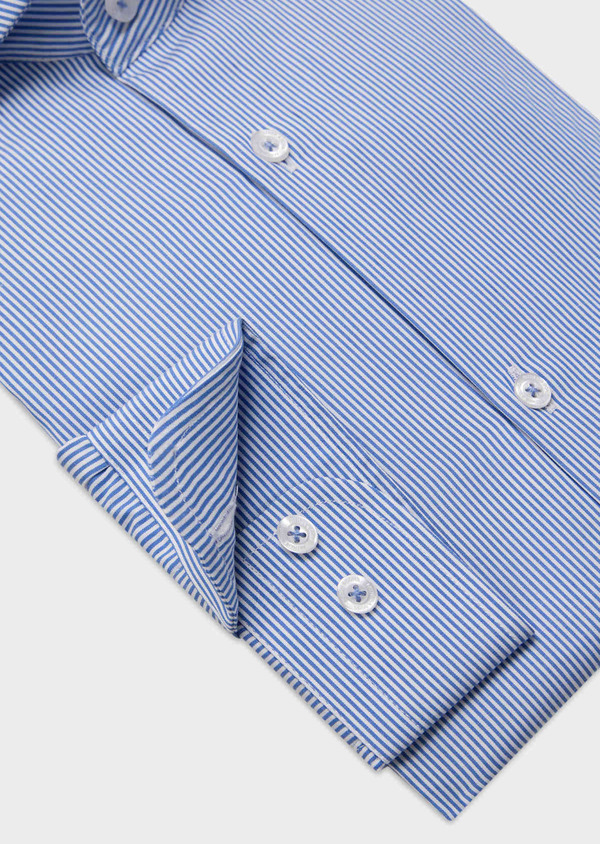 Chemise habillée Slim en popeline de coton blanc à rayures bleu classique - Father and Sons 61983