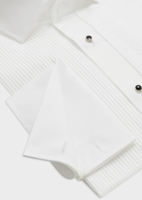 Chemise habillée Slim en satin de coton stretch uni blanc - Father and Sons 55967