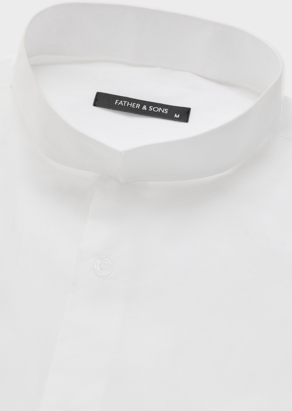 Chemise habillée Slim en satin de coton stretch uni blanc - Father and Sons 57276