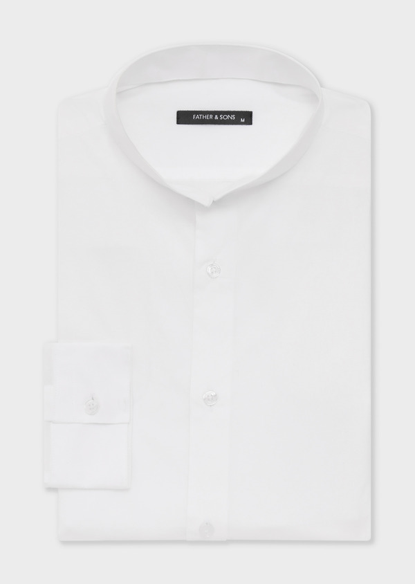 Chemise habillée Slim en satin de coton stretch uni blanc - Father and Sons 57275