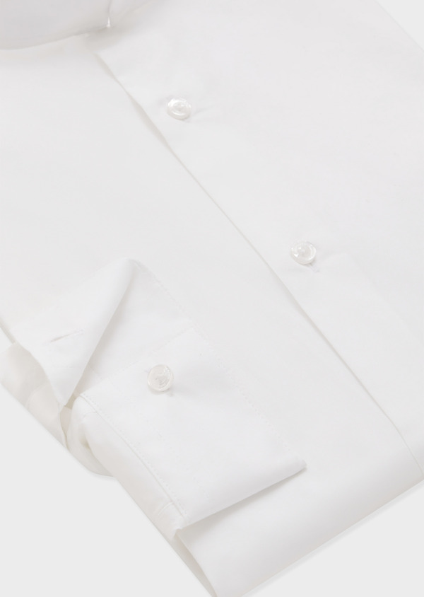 Chemise habillée Slim en satin de coton stretch uni blanc - Father and Sons 57277