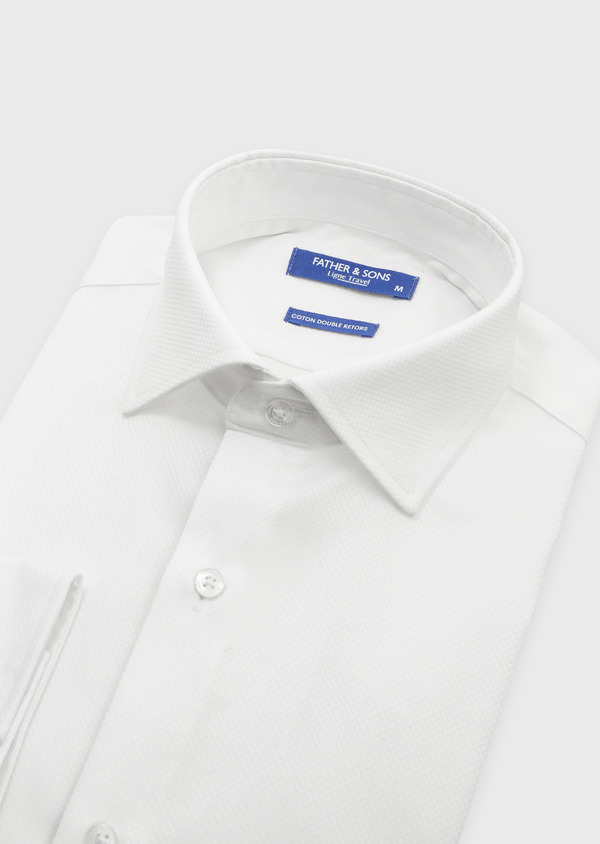 Chemise habillée non-iron Slim en coton façonné uni blanc - Father and Sons 52046
